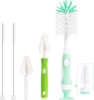 Baby Bottle Brush with One Base Hidden Nylon Nipple Cleaner, Stand Suction Cup,2 Pack Straw Brushes,1 Pack Sponge Nipple,1 Piece Replacement Head, Green Baby Bottle Brush with One Base Hidden Nylon Nipple Cleaner, Stand Suction Cup,2 Pack Straw Brushes,1 Pack Sponge Nipple,1 Piece Replacement Head, Green
