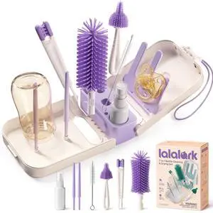7-in-1 Baby Bottle Brush Set, BPA Free Silicone Baby Bottle Cleaning Kit with No Scratch Dual-Headed Brush, Nipple Brushes,Soap Dispenser & Drying Rack,Travel Cleaner with Storage Case,Purple 7-in-1 Baby Bottle Brush Set, BPA Free Silicone Baby Bottle Cleaning Kit with No Scratch Dual-Headed Brush, Nipple Brushes,Soap Dispenser & Drying Rack,Travel Cleaner with Storage Case,Purple