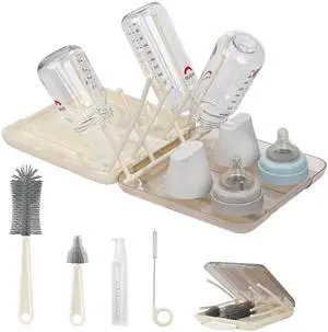Baby Bottle Cleaning Kit, 6-in-1 Bottle Brush Set with Nipple Brush, Straw Cleaner, Drying Rack and Travel Storage Case Baby Bottle Cleaning Kit, 6-in-1 Bottle Brush Set with Nipple Brush, Straw Cleaner, Drying Rack and Travel Storage Case