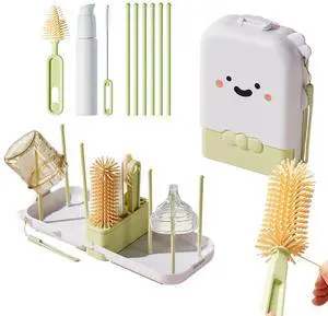 Baby Bottle Brush Set - Baby Bottle Cleaner Kit with Nipple Brush, Silicone Bottle Brush, Straw Cleaner Brush, Soap Dispenser, Bottle Drying Rack - 7 in 1 Bottle Cleaning Tool Set for Home and Travel Baby Bottle Brush Set - Baby Bottle Cleaner Kit with Nipple Brush, Silicone Bottle Brush, Straw Cleaner Brush, Soap Dispenser, Bottle Drying Rack - 7 in 1 Bottle Cleaning Tool Set for Home and Travel