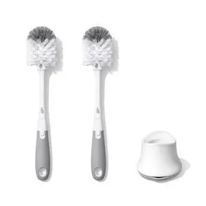 Baby Bottle Brush with Nipple Cleaner and Stand, Gray 2-Pack Baby Bottle Brush with Nipple Cleaner and Stand, Gray 2-Pack