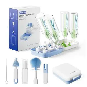 Bottle Brush Set, 9-in-1 Bottle Cleaner Kit, Includes Bent Neck Bottle Brush, Nipple Cleaning Brush, Straw Brush, Soap Dispenser, Pry Tool, Storage Case & Drying Rack, Baby Travel Essentials Bottle Brush Set, 9-in-1 Bottle Cleaner Kit, Includes Bent Neck Bottle Brush, Nipple Cleaning Brush, Straw Brush, Soap Dispenser, Pry Tool, Storage Case & Drying Rack, Baby Travel Essentials