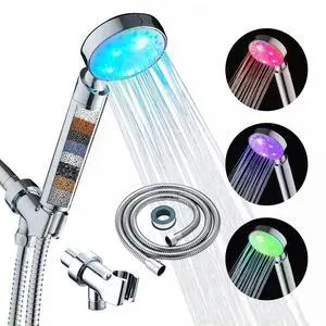 Filtered Led Shower Head for Hard Water 7 Color Light Change Automatically Handheld Showerhead Polished Chrome with 60 Inches Stainless Steel Hose and Adjustable Bracket Filter Shower Head Filtered Led Shower Head for Hard Water 7 Color Light Change Automatically Handheld Showerhead Polished Chrome with 60 Inches Stainless Steel Hose and Adjustable Bracket Filter Shower Head
