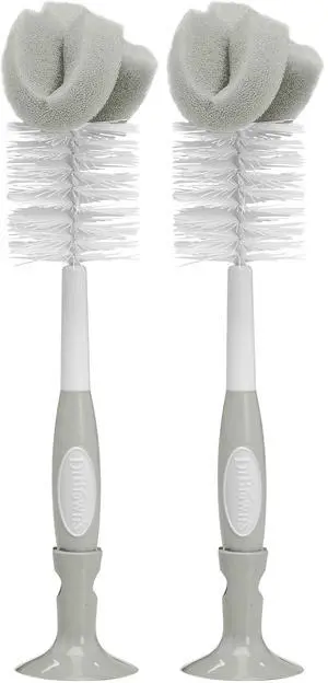 Reusable Sponge Baby Bottle Cleaning Brush with Suction Cup Stand, Scrubber and Nipple Cleaner, BPA-Free, Gray, 2-Pack Reusable Sponge Baby Bottle Cleaning Brush with Suction Cup Stand, Scrubber and Nipple Cleaner, BPA-Free, Gray, 2-Pack