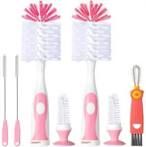5 in 1 Baby Bottle Brush Set, Bottle Cleaner, 2Pcs Bottle Brush with Stand, 2 Hidden Nipple Brush, 2 Straw Brush, 1 Lid Brush, Nylon Bottles Brush Cleaner for Baby Bottle, BPA-Free(Pink) 5 in 1 Baby Bottle Brush Set, Bottle Cleaner, 2Pcs Bottle Brush with Stand, 2 Hidden Nipple Brush, 2 Straw Brush, 1 Lid Brush, Nylon Bottles Brush Cleaner for Baby Bottle, BPA-Free(Pink)