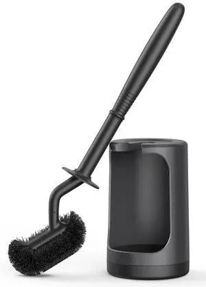 Toilet Bowl Brush Holder Set: Curved Design with Holder for Deep Cleaning Under Rim - Compact Hidden Scrubber for Small Space - Modern RV Bathroom Accessories - Black Toilet Bowl Brush Holder Set: Curved Design with Holder for Deep Cleaning Under Rim - Compact Hidden Scrubber for Small Space - Modern RV Bathroom Accessories - Black