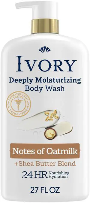 Body Wash, Deeply Moisturizing, 24hr Nourishing Hydration, Soothes Itchy Dry Skin, Made with Shea Butter Blend, Free of Dyes Heavy Perfumes Parabens & Phthalates, Oatmilk Scent, 27 oz Body Wash, Deeply Moisturizing, 24hr Nourishing Hydration, Soothes Itchy Dry Skin, Made with Shea Butter Blend, Free of Dyes Heavy Perfumes Parabens & Phthalates, Oatmilk Scent, 27 oz