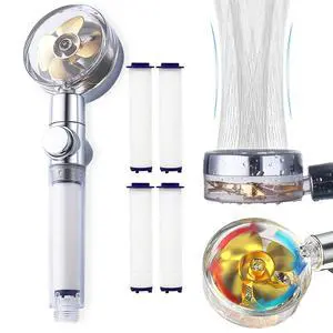 High Pressure Water Saving Handheld Propeller Shower head with filters Vortex shower head pause switch hydro jet shower head Easy Install Turbo Shower Head 360 Degrees Rotating High Pressure Water Saving Handheld Propeller Shower head with filters Vortex shower head pause switch hydro jet shower head Easy Install Turbo Shower Head 360 Degrees Rotating