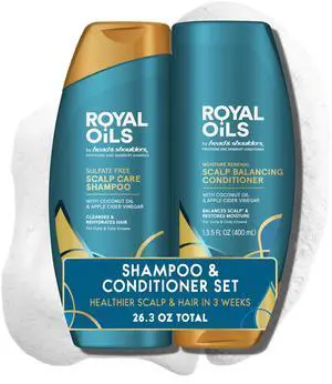 Royal Oils Shampoo and Conditioner Set, 1% Pyrithione Zinc, Scalp Care & Hydration, Moisture Renewal Conditioner + Anti-Dandruff Shampoo, 12.8 fl oz Each Royal Oils Shampoo and Conditioner Set, 1% Pyrithione Zinc, Scalp Care & Hydration, Moisture Renewal Conditioner + Anti-Dandruff Shampoo, 12.8 fl oz Each