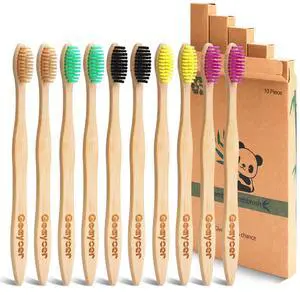 Bamboo Toothbrushes 10 Pack, Medium Soft Bristles BPA Free Biodegradable Bulk Wooden Toothbrush Bamboo Toothbrushes 10 Pack, Medium Soft Bristles BPA Free Biodegradable Bulk Wooden Toothbrush