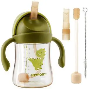 Sippy Straw Cups for Toddlers 1-3, Spill-Proof Baby Cups, 9oz Green Sippy Straw Cups for Toddlers 1-3, Spill-Proof Baby Cups, 9oz Green