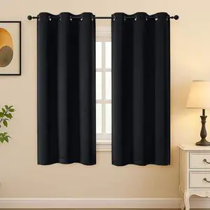 Halloween Black Blackout Curtains for Bedroom 63 Inch Length 2 Panels Set, Grommet Solid Thermal Insulated Black Out Curtains, Room Darkening Energy Saving Window Drapes, W40 x L63 Halloween Black Blackout Curtains for Bedroom 63 Inch Length 2 Panels Set, Grommet Solid Thermal Insulated Black Out Curtains, Room Darkening Energy Saving Window Drapes, W40 x L63