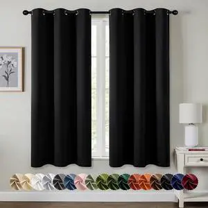 Blackout Curtains for Bedroom 2 Panels 40 x 63 Inch Long Black Blackout Curtains for Bedroom 2 Panels 40 x 63 Inch Long Black