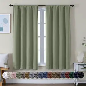 Ava Sage Green Blackout Curtains for Bedroom 63 Inch Length 2 Panels Set, Solid Thermal Insulated Energy Saving Rod Pocket Window Treatment Curtains Blackout Drapes, W40 x L63 Inch, Sage Ava Sage Green Blackout Curtains for Bedroom 63 Inch Length 2 Panels Set, Solid Thermal Insulated Energy Saving Rod Pocket Window Treatment Curtains Blackout Drapes, W40 x L63 Inch, Sage