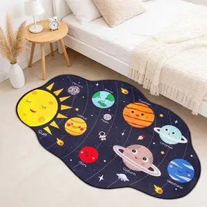 Space Area Rugs for Bedroom,Washable Solar System Rug Cute Carpet Kids Space Area Rugs for Bedroom,Washable Solar System Rug Cute Carpet Kids
