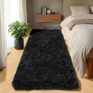 Black Runner Rugs for Bedroom Living Room, 2x6 Bedside Fluffy Area Rug, Indoor Ultra Soft Plush Shaggy Furry Floor Throw Carpet for Hallway Nursery Kids Boys Girls Dorm Closet Home Decor Black Runner Rugs for Bedroom Living Room, 2x6 Bedside Fluffy Area Rug, Indoor Ultra Soft Plush Shaggy Furry Floor Throw Carpet for Hallway Nursery Kids Boys Girls Dorm Closet Home Decor