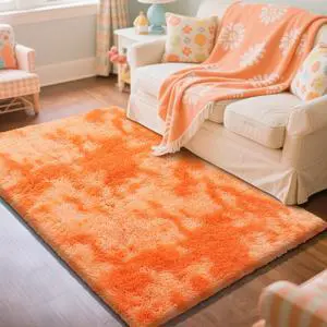 Mottled Orange 3x5 Rugs for Bedroom, Fluffy Rug Small Carpet Bedside Rug Mottled Orange 3x5 Rugs for Bedroom, Fluffy Rug Small Carpet Bedside Rug