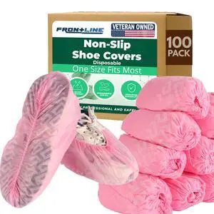 Non-Slip Shoe Covers Disposable, 100 Pack Pink, One Size Fits Most Booties Non-Slip Shoe Covers Disposable, 100 Pack Pink, One Size Fits Most Booties