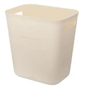 Plastic Small Bathroom Trash Can Wastebasket, 3.5 Gallon, Beige Plastic Small Bathroom Trash Can Wastebasket, 3.5 Gallon, Beige
