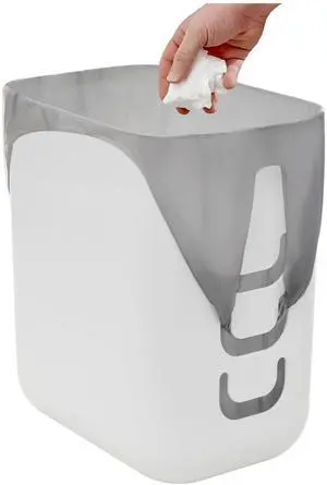 Luup Trash Can (White) - Reuse Grocery Bags - Plastic Garbage Container for Bathroom, Vanity, Laundry Room, Kitchen, Office, Garage - 2.5 Gallon Wastebasket with Hooks to Secure Trash Bags Luup Trash Can (White) - Reuse Grocery Bags - Plastic Garbage Container for Bathroom, Vanity, Laundry Room, Kitchen, Office, Garage - 2.5 Gallon Wastebasket with Hooks to Secure Trash Bags