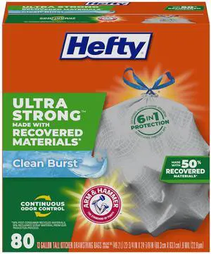 Ultra Strong Recovered Materials 13 Gallon Kitchen Trash Bags, 80ct Ultra Strong Recovered Materials 13 Gallon Kitchen Trash Bags, 80ct