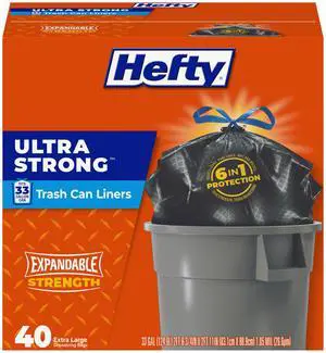Ultra Strong 33 Gallon Trash Bags, Black, Unscented, 40ct Ultra Strong 33 Gallon Trash Bags, Black, Unscented, 40ct