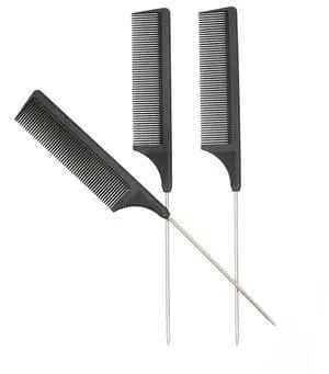3 Pcs Rat Tail Combs Carbon Fiber Heat Resistant Teasing Hair Combs with Stainless Steel Pintail for All Hair Types (Black) 3 Pcs Rat Tail Combs Carbon Fiber Heat Resistant Teasing Hair Combs with Stainless Steel Pintail for All Hair Types (Black)