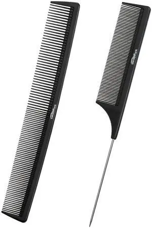 Professional Black Carbon Fiber Hair Cutting CombFine Tooth Hair Barber Comb for All Hair Types2Pcs,Black Professional Black Carbon Fiber Hair Cutting CombFine Tooth Hair Barber Comb for All Hair Types2Pcs,Black