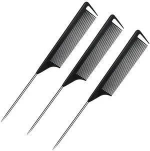Hair Metal Carbon Parting Combs 3PCS, for Women and Girls, for Curly, Braiding, Styling (Black) Hair Metal Carbon Parting Combs 3PCS, for Women and Girls, for Curly, Braiding, Styling (Black)