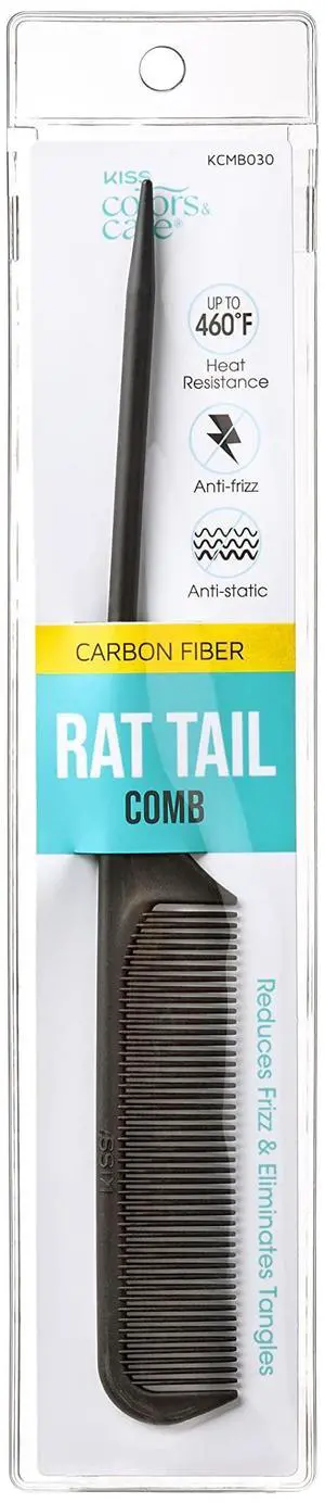 Carbon Fiber Rat Tail Comb For Hair Sectioning, Teasing, Style Prepping, Detangling, Grooming - Anti Static & Heat Resistant, Professional Quality Black Carbon Fiber Rat Tail Comb For Hair Sectioning, Teasing, Style Prepping, Detangling, Grooming - Anti Static & Heat Resistant, Professional Quality Black