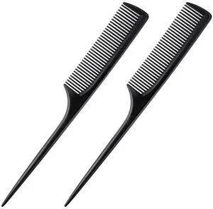 2 Pack Rat Tail Comb for Root Teasing, Black Fine Tooth Teasing Comb for Sectioning, Parting, Styling Hair 2 Pack Rat Tail Comb for Root Teasing, Black Fine Tooth Teasing Comb for Sectioning, Parting, Styling Hair