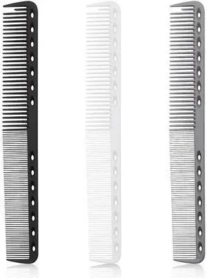 3-Piece Carbon Fiber Salon Hairdressing Comb Set - Fine Cutting Comb for Men & Women - Heat Resistant - Black, Grey, White 3-Piece Carbon Fiber Salon Hairdressing Comb Set - Fine Cutting Comb for Men & Women - Heat Resistant - Black, Grey, White