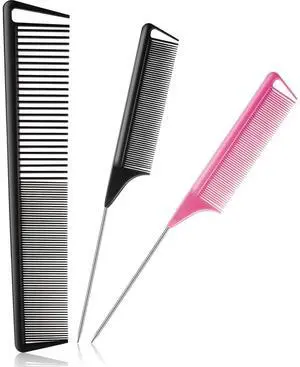 3 Pcs Rat Tail Parting Comb for Braids Carbon Fiber Stainless Steel Pintail Teasing Combs Heat Resistant with Wide Tooth for Men and Women, Hair Stylist, Salon Hairdressing Hair Care Tools 3 Pcs Rat Tail Parting Comb for Braids Carbon Fiber Stainless Steel Pintail Teasing Combs Heat Resistant with Wide Tooth for Men and Women, Hair Stylist, Salon Hairdressing Hair Care Tools