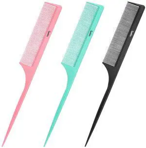 3Pcs 9Inch Rat Tail Comb for WomenFine Tooth Parting CombCarbon Fiber Heat Resistant Anti Static Teasing for Back Combing Root Teasing Adding Volume Evening Styling (PinkGreen,Black) 3Pcs 9Inch Rat Tail Comb for WomenFine Tooth Parting CombCarbon Fiber Heat Resistant Anti Static Teasing for Back Combing Root Teasing Adding Volume Evening Styling (PinkGreen,Black)