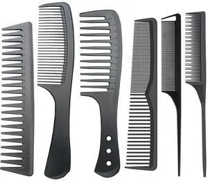 Professional Comb Set Black 6 Piece - Carbon Fiber Anti Static And Heat Resistant Comb-Fine and Wide Tooth Combs for Men and Women - Parting Teasing and Hair Styling Professional Comb Set Black 6 Piece - Carbon Fiber Anti Static And Heat Resistant Comb-Fine and Wide Tooth Combs for Men and Women - Parting Teasing and Hair Styling