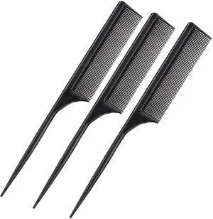 3 Pack Rat Tail Combs Fine Tooth Parting Tip for Women Carbon Fiber Heat Resistant Anti Static Teasing for Back Combing Root Teasing Adding Volume Evening Styling(Black) 3 Pack Rat Tail Combs Fine Tooth Parting Tip for Women Carbon Fiber Heat Resistant Anti Static Teasing for Back Combing Root Teasing Adding Volume Evening Styling(Black)