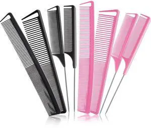 8 Pcs Rat Tail Combs Set Carbon Fiber Parting Combs for Braid Heat Resistant Fine & Wide Tooth Teasing Comb Stainless Steel Pintail Black Pink Precision Hair Styling Supplies for Cosmetology 8 Pcs Rat Tail Combs Set Carbon Fiber Parting Combs for Braid Heat Resistant Fine & Wide Tooth Teasing Comb Stainless Steel Pintail Black Pink Precision Hair Styling Supplies for Cosmetology