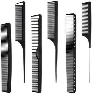 6 Pieces Carbon Fiber Hair Combs Set, General Styling Grooming Combs, Anti Static Heat Resistant Hairdressing Comb, Fine and Wide Tooth Hair Barber Rat Tail Comb 6 Pieces Carbon Fiber Hair Combs Set, General Styling Grooming Combs, Anti Static Heat Resistant Hairdressing Comb, Fine and Wide Tooth Hair Barber Rat Tail Comb