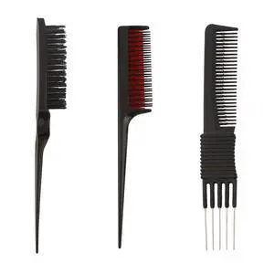 3 Pcs Hair Styling Comb Set, Black Carbon Fiber Lift Comb, Metal Pin Tail Comb, Nylon Bristle Hair Brush, Professional Salon Tools for Detangling, Sectioning 3 Pcs Hair Styling Comb Set, Black Carbon Fiber Lift Comb, Metal Pin Tail Comb, Nylon Bristle Hair Brush, Professional Salon Tools for Detangling, Sectioning