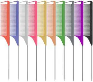 10 PCS Rat Tail Combs Set - Hair Teasing Fine Tooth Comb for Women Girls, Parting Comb for Braiding Hair Styling Tools & Appliances with Stainless Steel Pintail Carbon Fiber Heat Resistant 10 PCS Rat Tail Combs Set - Hair Teasing Fine Tooth Comb for Women Girls, Parting Comb for Braiding Hair Styling Tools & Appliances with Stainless Steel Pintail Carbon Fiber Heat Resistant