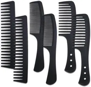 6PCS Large Wide Tooth Comb Set Detangling Shower Hair Comb Professional Carbon Fiber Cutting Comb for Women&Men's Wet Dry Curly Long Hair Anti Static Heat Resistant Comb Reduce Hair Loss and Breakage 6PCS Large Wide Tooth Comb Set Detangling Shower Hair Comb Professional Carbon Fiber Cutting Comb for Women&Men's Wet Dry Curly Long Hair Anti Static Heat Resistant Comb Reduce Hair Loss and Breakage