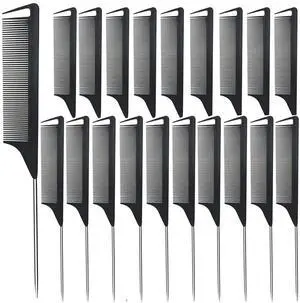 Metal Carbon Parting Combs for Women, Girls - 20 PCS for Curly, Braiding, Styling Hair (Black) Metal Carbon Parting Combs for Women, Girls - 20 PCS for Curly, Braiding, Styling Hair (Black)