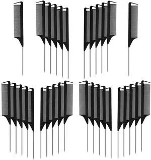 Hair Comb, 32 Pieces Carbon Fiber Stainless Steel Rat Tail Comb, Anti Static Heat Resistant Hairdressing Comb for Braids Hair Cutting Hairdressing Styling Tools Hair Comb, 32 Pieces Carbon Fiber Stainless Steel Rat Tail Comb, Anti Static Heat Resistant Hairdressing Comb for Braids Hair Cutting Hairdressing Styling Tools