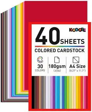 40 Sheets Colored Cardstock, 8.27" x 11.7" (A4 Size), 180GSM/65LB 40 Sheets Colored Cardstock, 8.27" x 11.7" (A4 Size), 180GSM/65LB