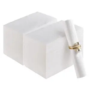200 Paper Napkins Disposable Guest Towels, 3-ply White Dinner Napkins 200 Paper Napkins Disposable Guest Towels, 3-ply White Dinner Napkins