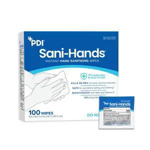 Sani-Hands Hand Sanitizer Wipes 100 Packets Per Box Sani-Hands Hand Sanitizer Wipes 100 Packets Per Box