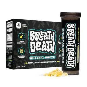 Crystal Breth Breath Freshener Mints, Popping Peppermint Zinc Crystals for Bad Breath Dentist-Formulated, All-Natural, Zero Calorie 4 Tubes, 48 Servings Crystal Breth Breath Freshener Mints, Popping Peppermint Zinc Crystals for Bad Breath Dentist-Formulated, All-Natural, Zero Calorie 4 Tubes, 48 Servings