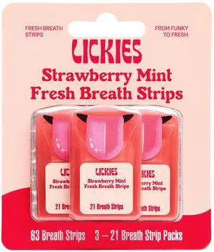 Strawberry Mint Breath Strips | On-the-Go, Sugar Free Mouth Freshener | Dissolving Breath Mint Strips to Instantly Refresh Your Mouth | 3 Pack, 63 Strips Strawberry Mint Breath Strips | On-the-Go, Sugar Free Mouth Freshener | Dissolving Breath Mint Strips to Instantly Refresh Your Mouth | 3 Pack, 63 Strips