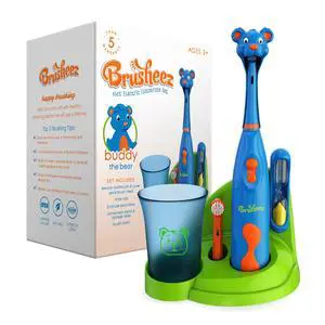 Kids Electric Toothbrush Set - Safe & Effective for Ages 3+ - Parent Tested & Approved with Gentle Bristles, 2 Brush Heads, Rinse Cup, 2-Minute Timer, & Storage Base (Buddy the Bear) Kids Electric Toothbrush Set - Safe & Effective for Ages 3+ - Parent Tested & Approved with Gentle Bristles, 2 Brush Heads, Rinse Cup, 2-Minute Timer, & Storage Base (Buddy the Bear)