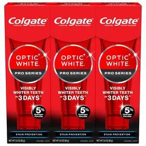 Optic White Pro Series Stain Prevention Hydrogen Peroxide Toothpaste, Teeth Whitening Toothpaste, Effectively Removes Tea, Coffee, and Wine Stains, Enamel-Safe for Daily Use, 3 Pack, 3.0 oz Optic White Pro Series Stain Prevention Hydrogen Peroxide Toothpaste, Teeth Whitening Toothpaste, Effectively Removes Tea, Coffee, and Wine Stains, Enamel-Safe for Daily Use, 3 Pack, 3.0 oz